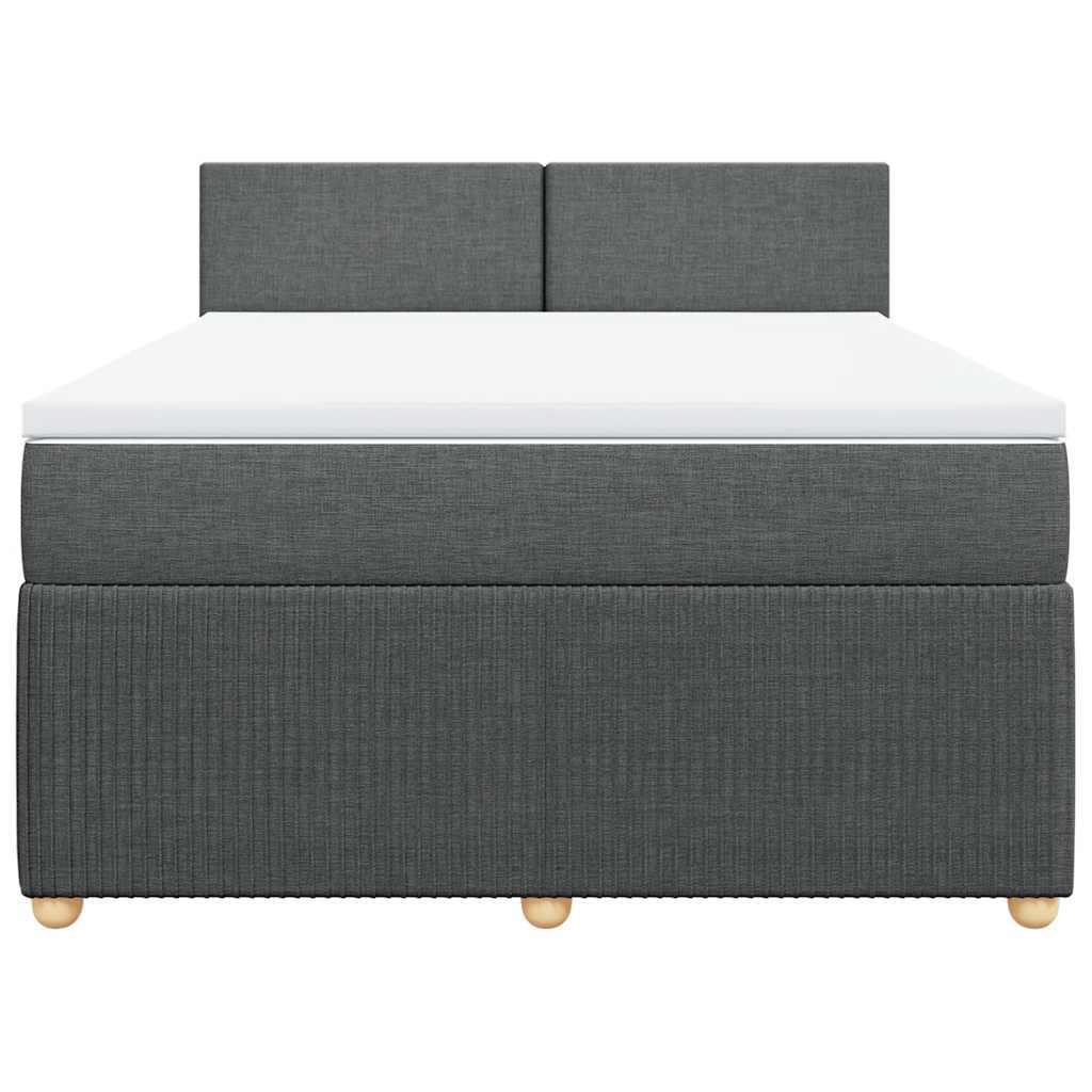 vidaXL Κρεβάτι Boxspring με Στρώμα Σκούρο Γκρι 140x190 εκ. Υφασμάτινο