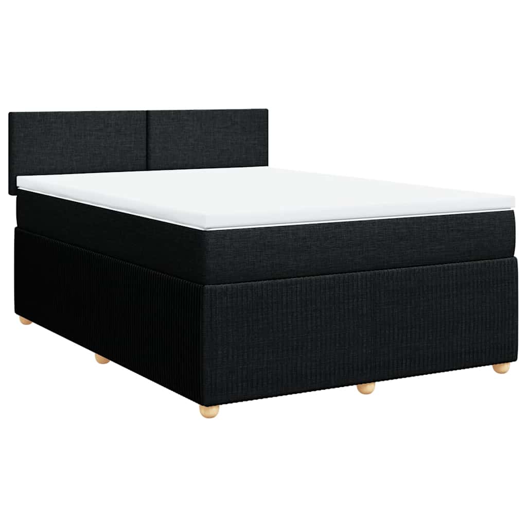 vidaXL Κρεβάτι Boxspring με Στρώμα Μαύρο 140x190 εκ. Υφασμάτινο