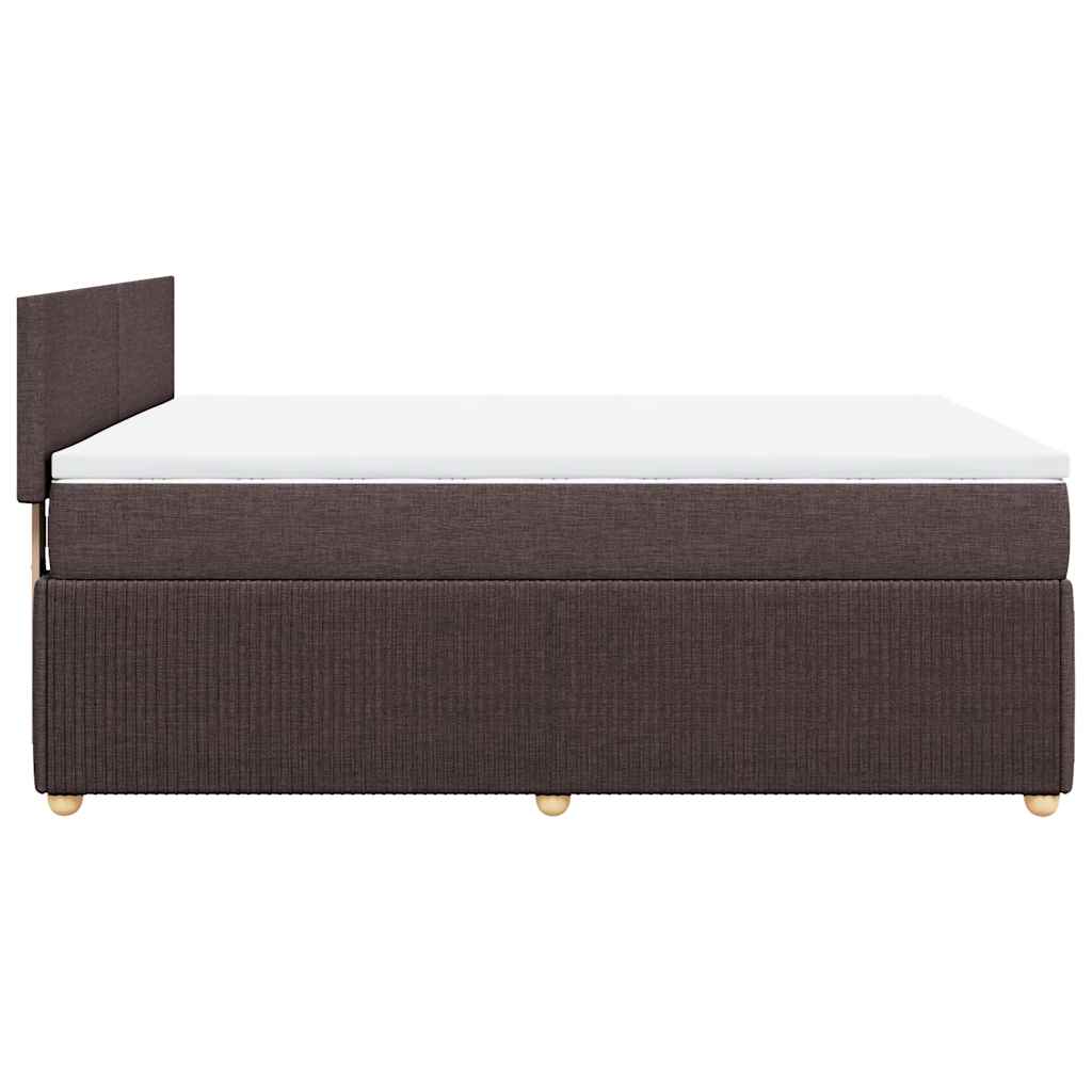 vidaXL Κρεβάτι Boxspring με Στρώμα Σκούρο Καφέ 140x190 εκ. Υφασμάτινο