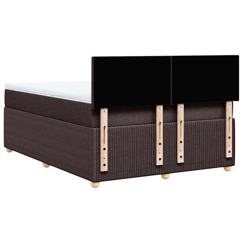 vidaXL Κρεβάτι Boxspring με Στρώμα Σκούρο Καφέ 140x190 εκ. Υφασμάτινο