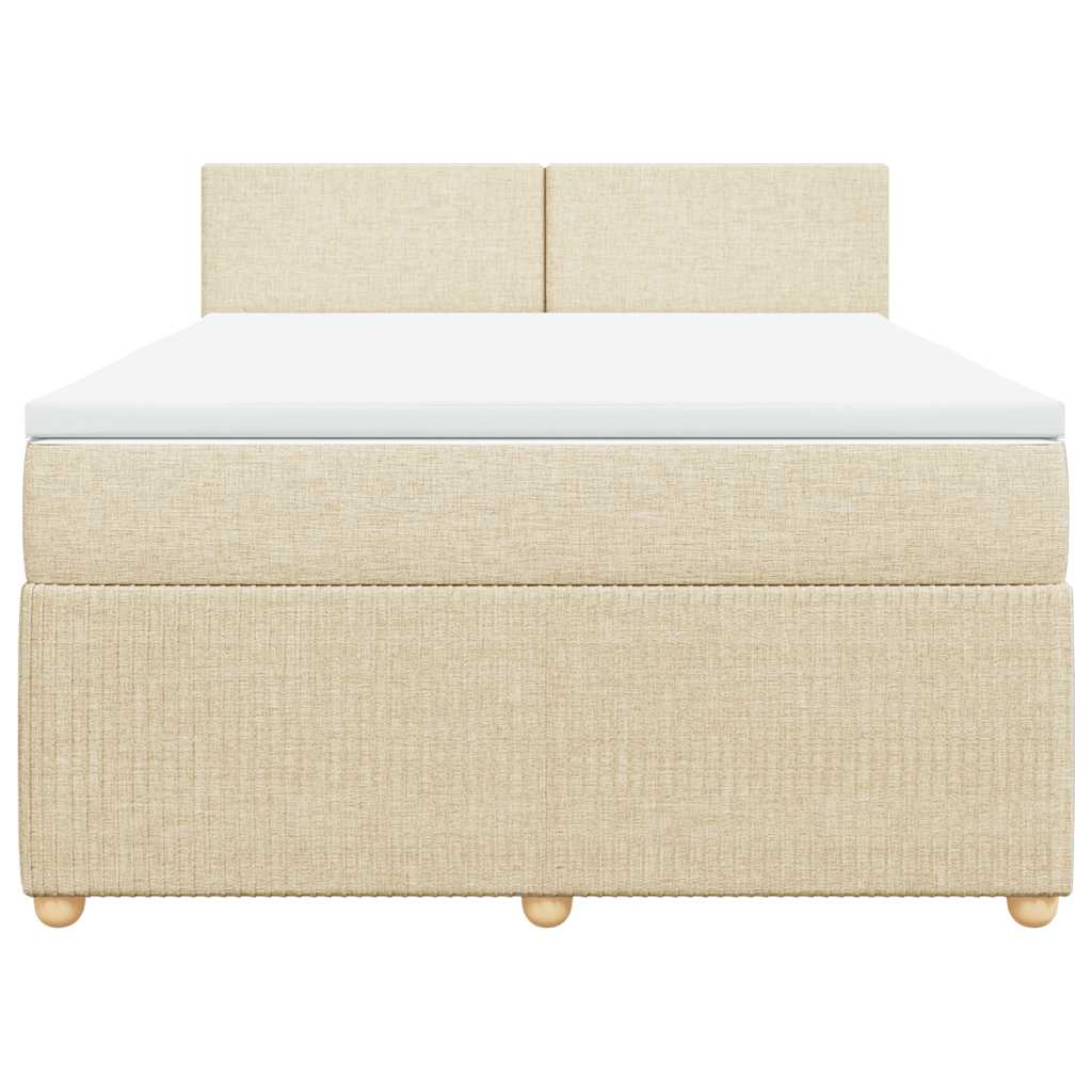 vidaXL Κρεβάτι Boxspring με Στρώμα Κρεμ 140x190 εκ. Υφασμάτινο