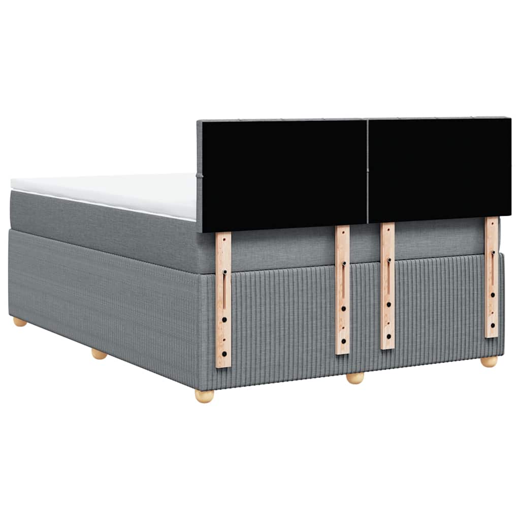 vidaXL Κρεβάτι Boxspring με Στρώμα Ανοιχτό Γκρι 140x190 εκ. Υφασμάτινο
