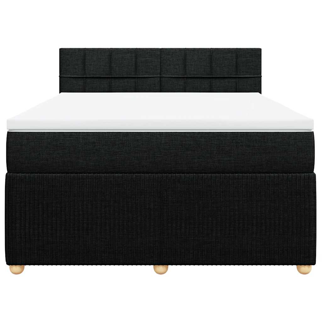 vidaXL Κρεβάτι Boxspring με Στρώμα Μαύρο 140x190 εκ. Υφασμάτινο