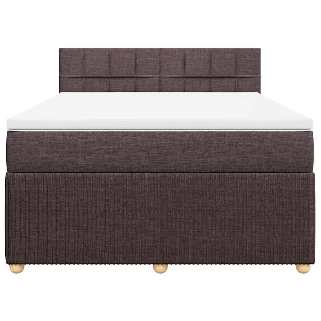 vidaXL Κρεβάτι Boxspring με Στρώμα Σκούρο Καφέ 140x190 εκ. Υφασμάτινο