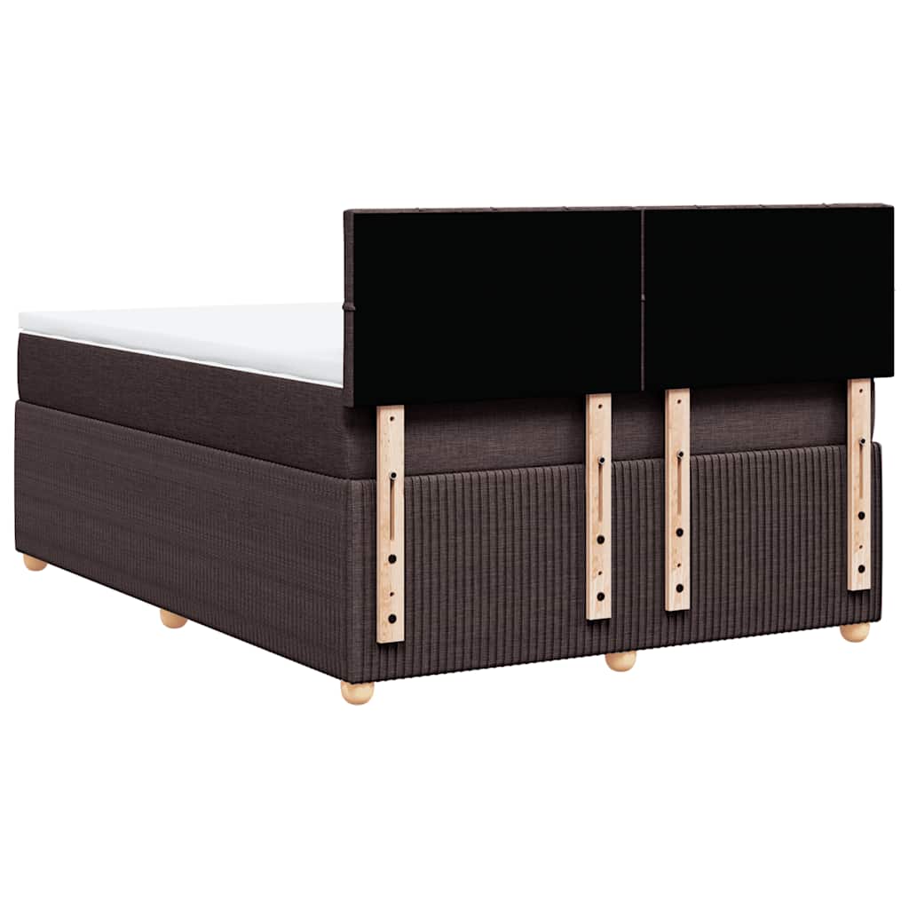 vidaXL Κρεβάτι Boxspring με Στρώμα Σκούρο Καφέ 140x190 εκ. Υφασμάτινο