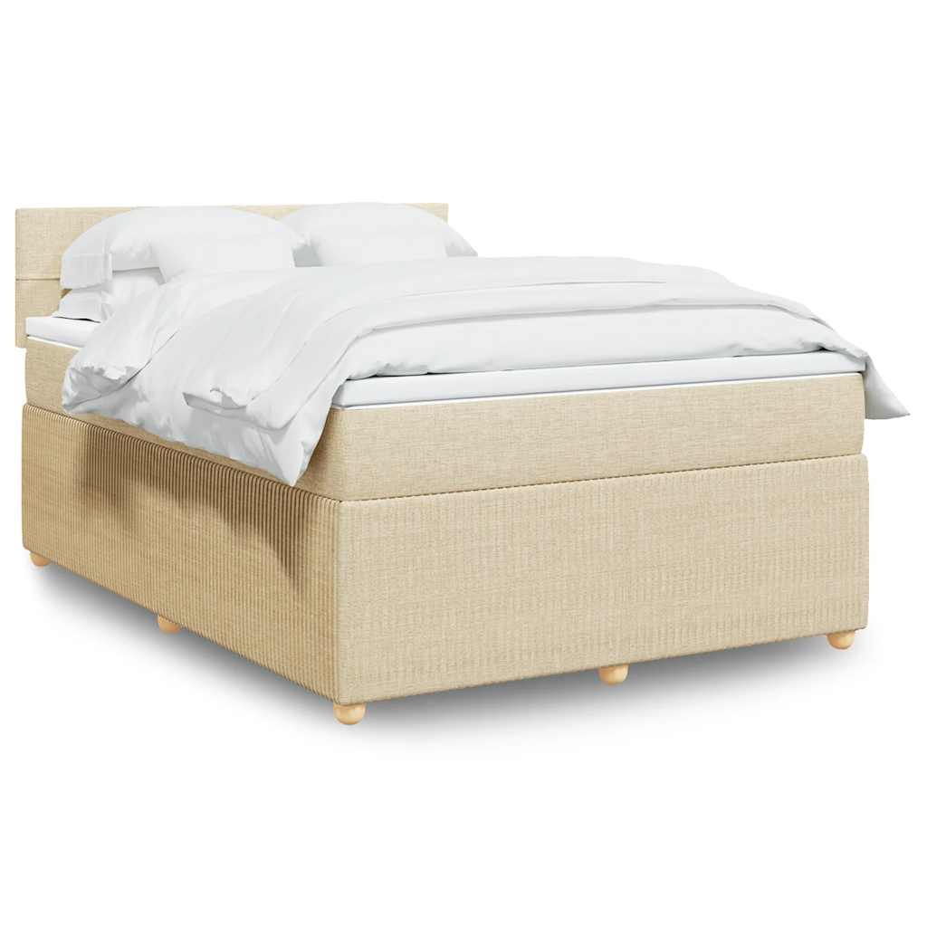 vidaXL Κρεβάτι Boxspring με Στρώμα Κρεμ 140x190 εκ. Υφασμάτινο