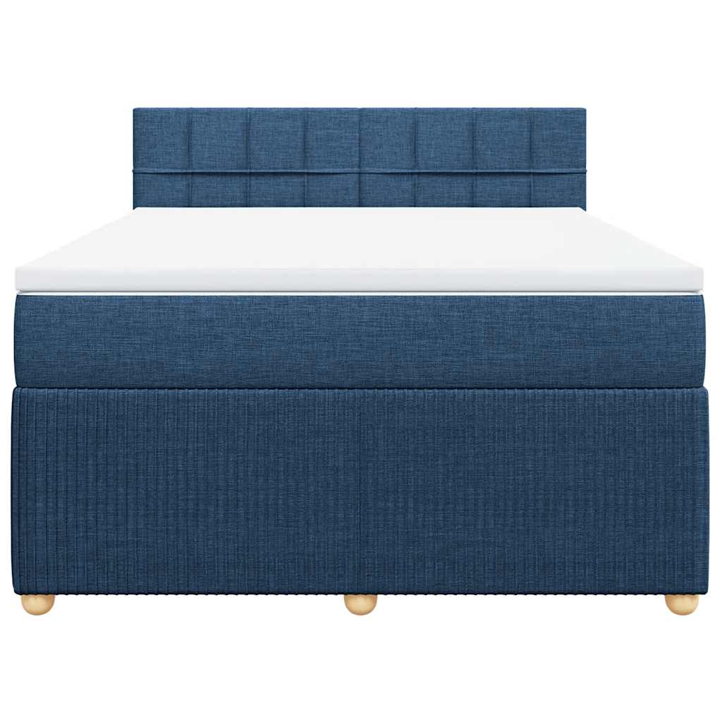vidaXL Κρεβάτι Boxspring με Στρώμα Μπλε 140x190 εκ. Υφασμάτινο