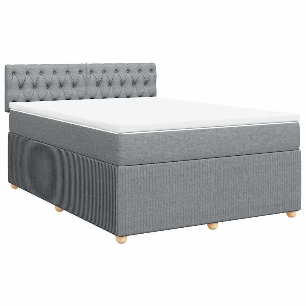 vidaXL Κρεβάτι Boxspring με Στρώμα Ανοιχτό Γκρι 140x190 εκ. Υφασμάτινο