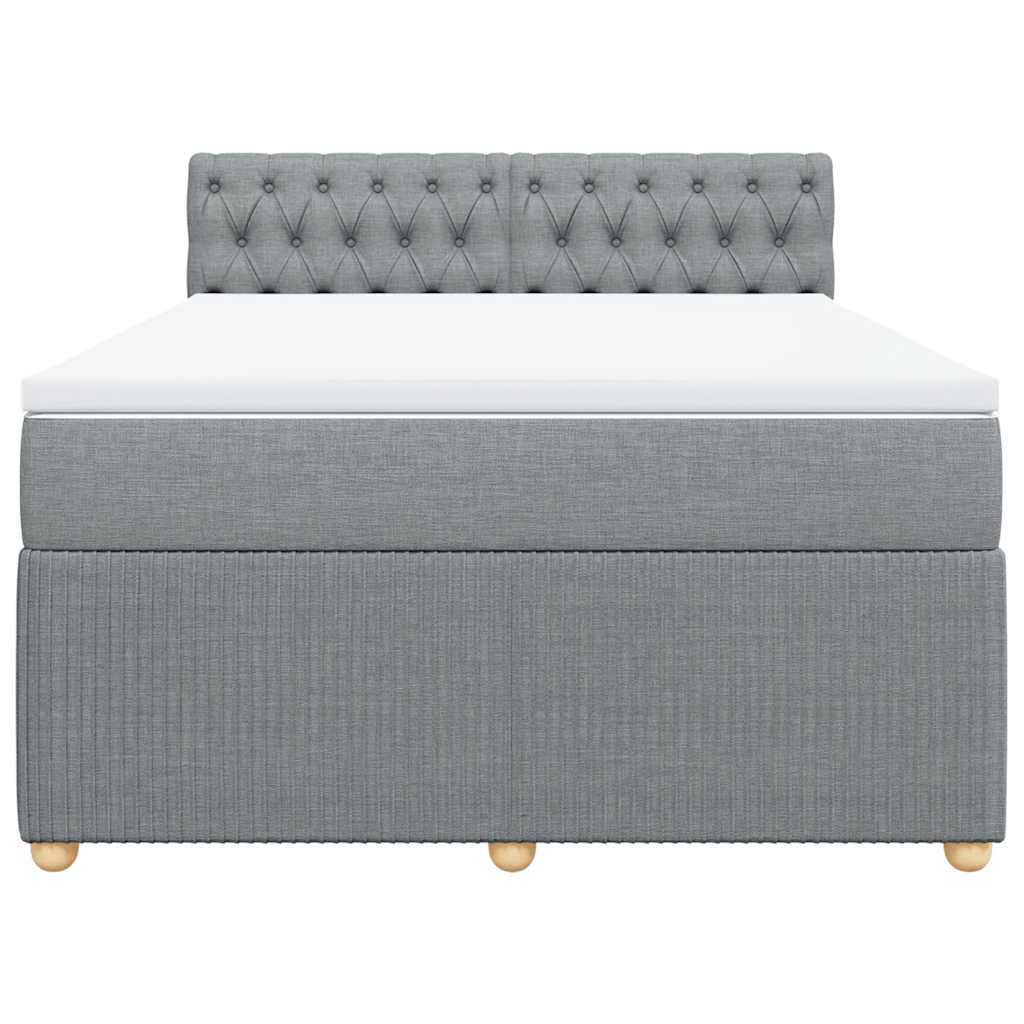vidaXL Κρεβάτι Boxspring με Στρώμα Ανοιχτό Γκρι 140x190 εκ. Υφασμάτινο