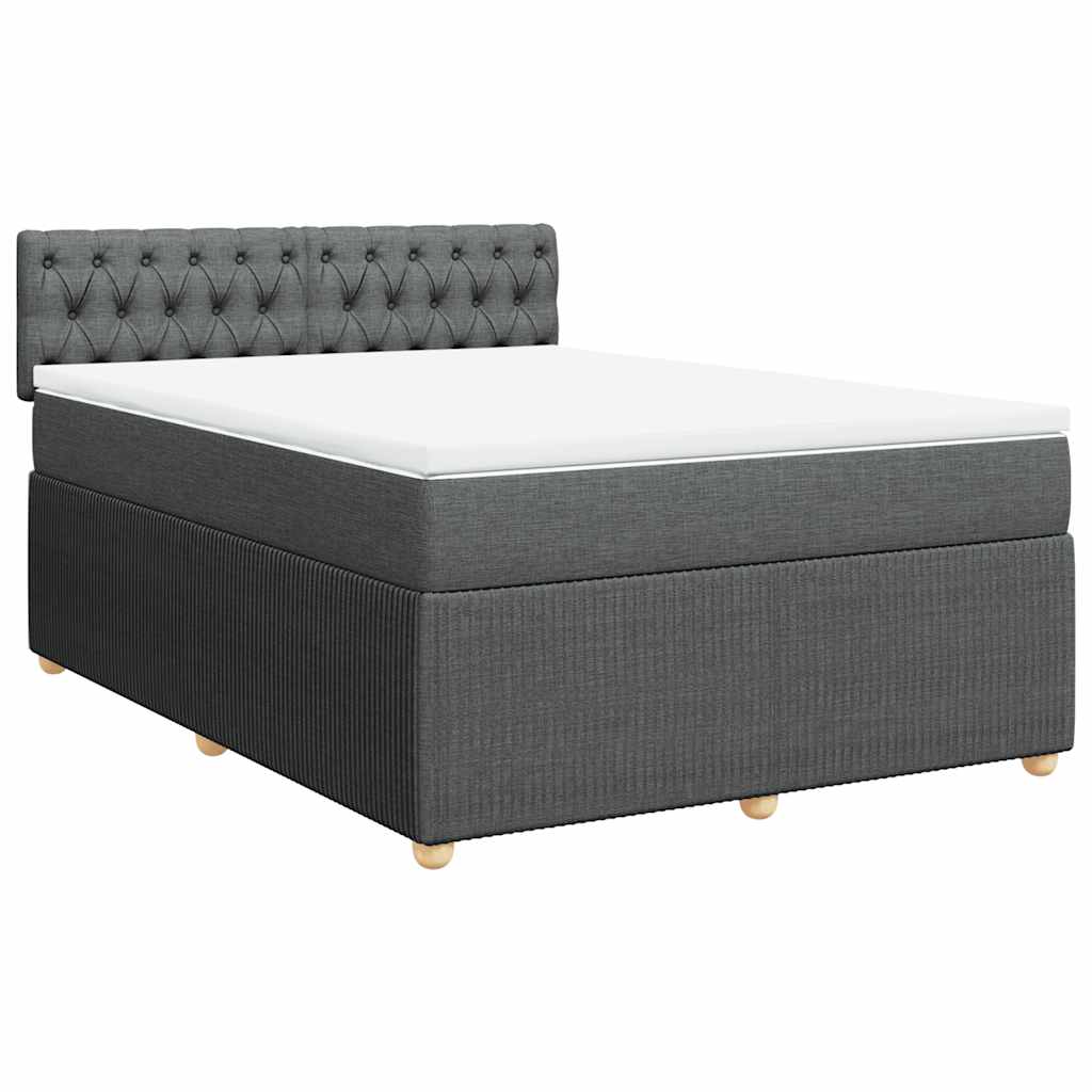 vidaXL Κρεβάτι Boxspring με Στρώμα Σκούρο Γκρι 140x190 εκ. Υφασμάτινο