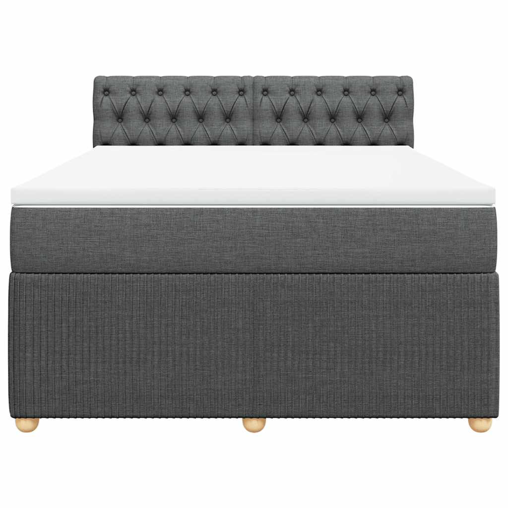 vidaXL Κρεβάτι Boxspring με Στρώμα Σκούρο Γκρι 140x190 εκ. Υφασμάτινο