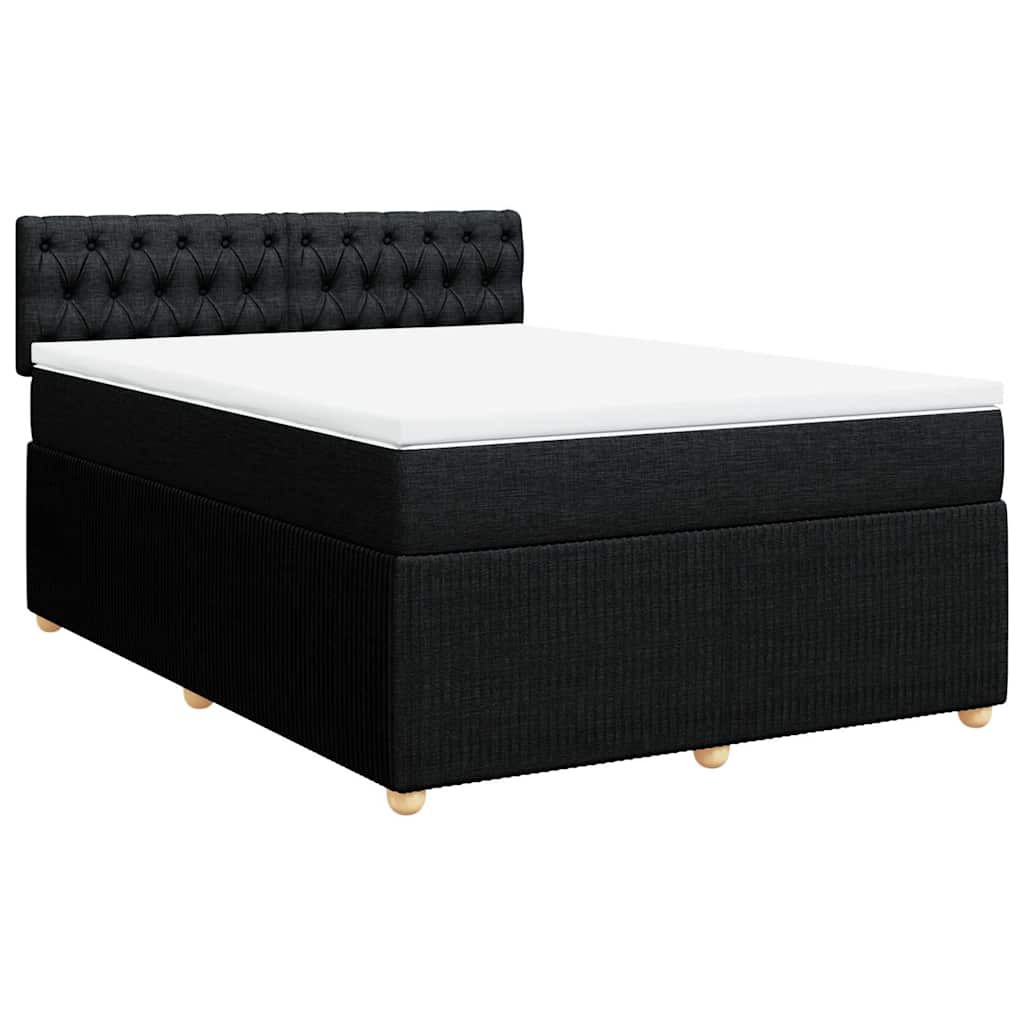 vidaXL Κρεβάτι Boxspring με Στρώμα Μαύρο 140x190 εκ. Υφασμάτινο