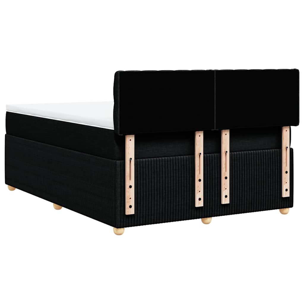 vidaXL Κρεβάτι Boxspring με Στρώμα Μαύρο 140x190 εκ. Υφασμάτινο