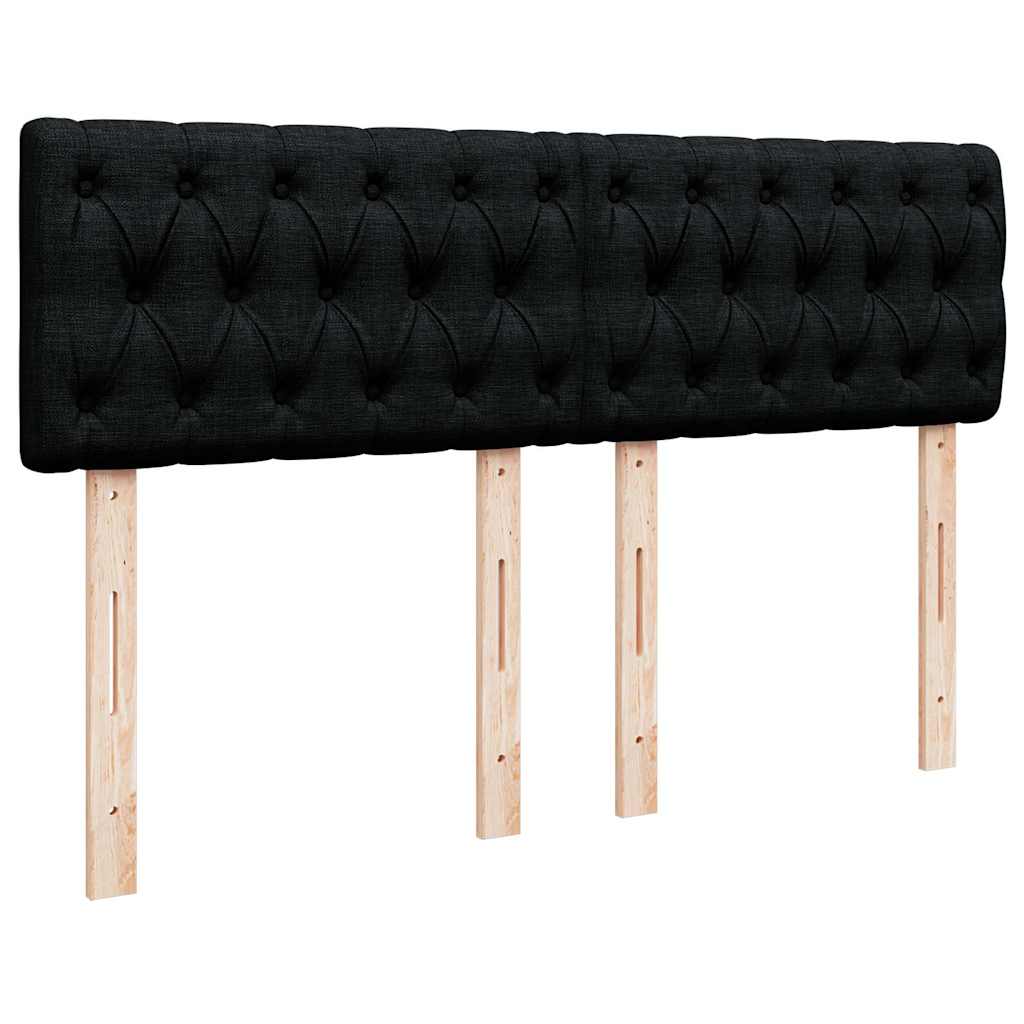 vidaXL Κρεβάτι Boxspring με Στρώμα Μαύρο 140x190 εκ. Υφασμάτινο