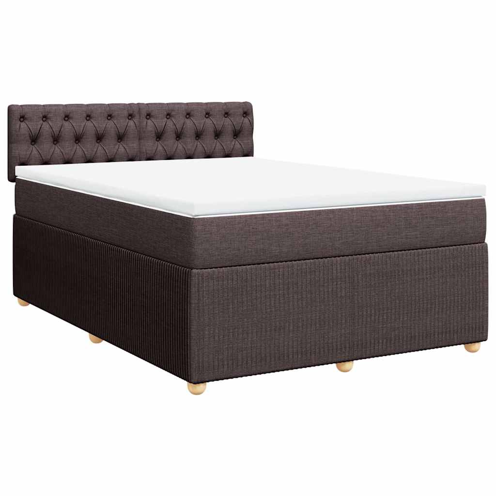 vidaXL Κρεβάτι Boxspring με Στρώμα Σκούρο Καφέ 140x190 εκ. Υφασμάτινο