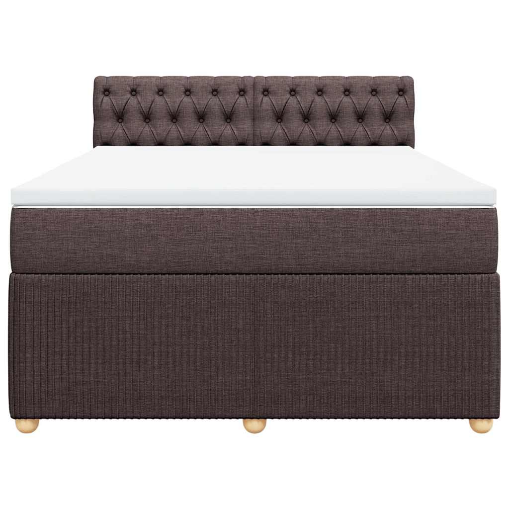 vidaXL Κρεβάτι Boxspring με Στρώμα Σκούρο Καφέ 140x190 εκ. Υφασμάτινο