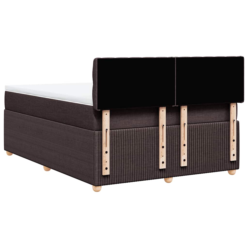 vidaXL Κρεβάτι Boxspring με Στρώμα Σκούρο Καφέ 140x190 εκ. Υφασμάτινο