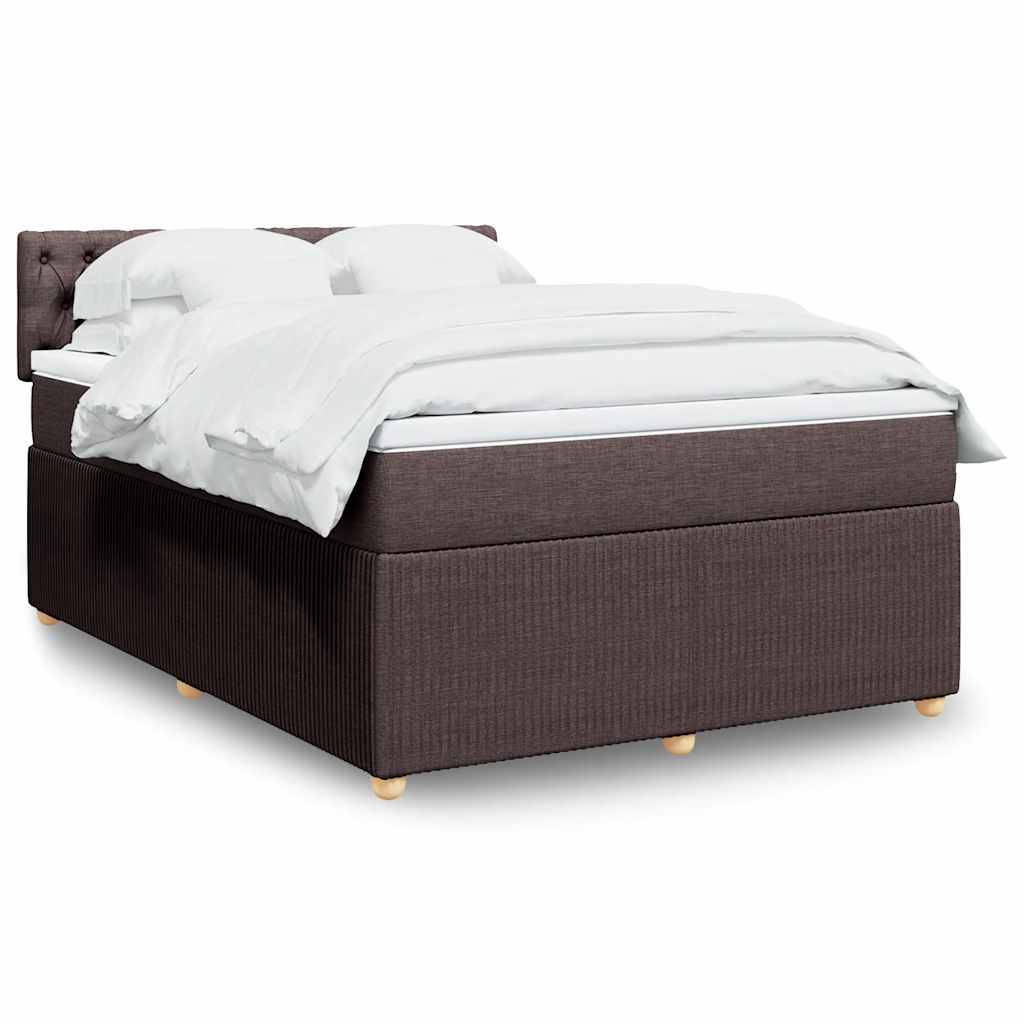 vidaXL Κρεβάτι Boxspring με Στρώμα Σκούρο Καφέ 140x190 εκ. Υφασμάτινο