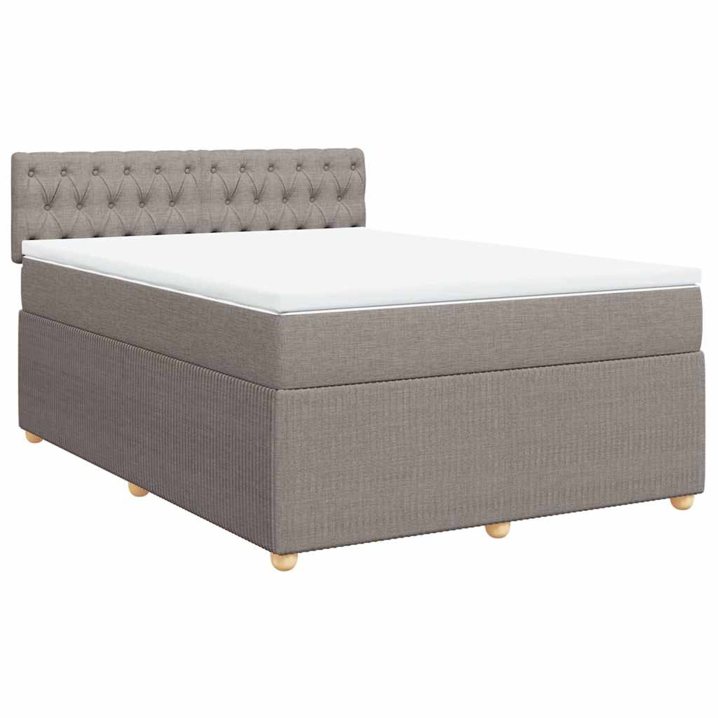 vidaXL Κρεβάτι Boxspring με Στρώμα Taupe 140x190 εκ. Υφασμάτινο