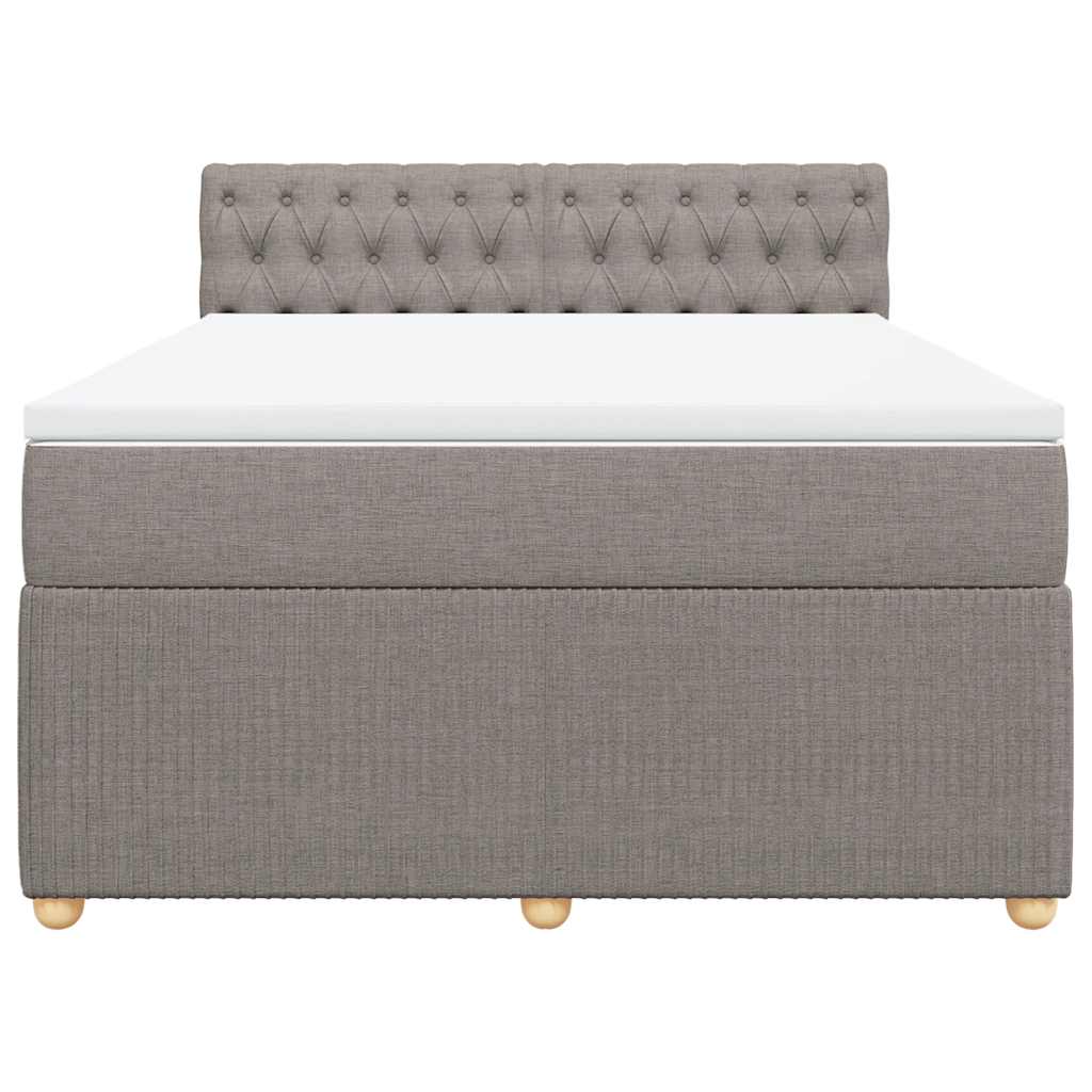 vidaXL Κρεβάτι Boxspring με Στρώμα Taupe 140x190 εκ. Υφασμάτινο