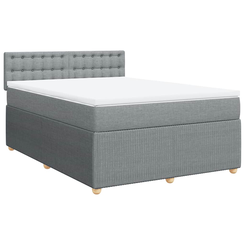 vidaXL Κρεβάτι Boxspring με Στρώμα Ανοιχτό Γκρι 140x190 εκ. Υφασμάτινο