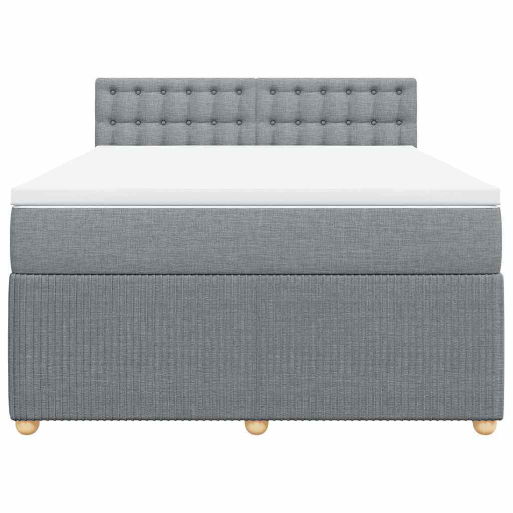 vidaXL Κρεβάτι Boxspring με Στρώμα Ανοιχτό Γκρι 140x190 εκ. Υφασμάτινο