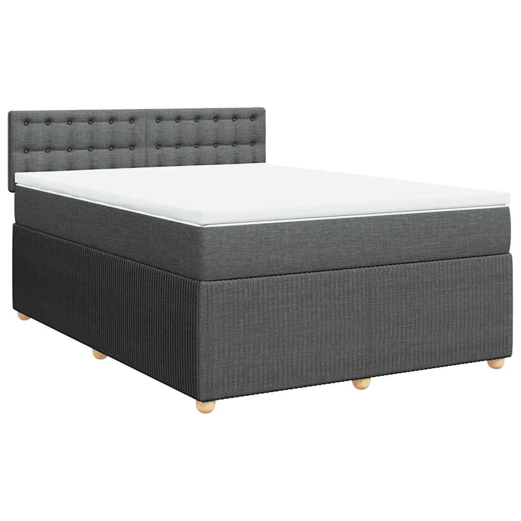 vidaXL Κρεβάτι Boxspring με Στρώμα Σκούρο Γκρι 140x190 εκ. Υφασμάτινο