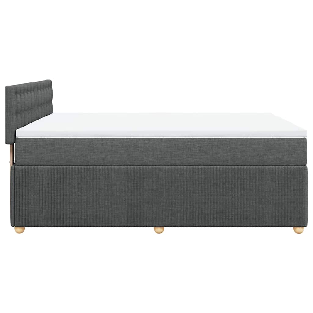 vidaXL Κρεβάτι Boxspring με Στρώμα Σκούρο Γκρι 140x190 εκ. Υφασμάτινο