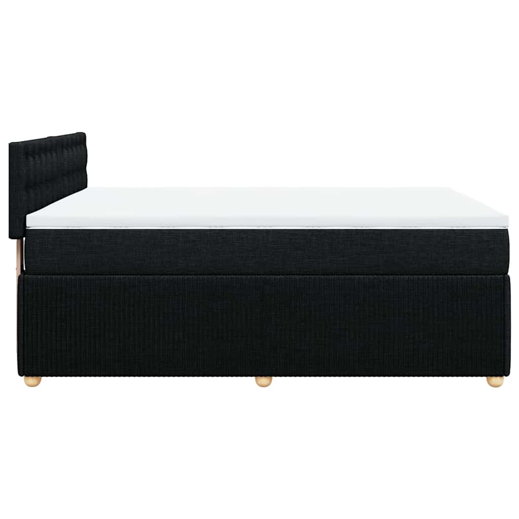 vidaXL Κρεβάτι Boxspring με Στρώμα Μαύρο 140x190 εκ. Υφασμάτινο