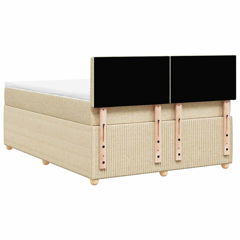 vidaXL Κρεβάτι Boxspring με Στρώμα Κρεμ 140x190 εκ. Υφασμάτινο
