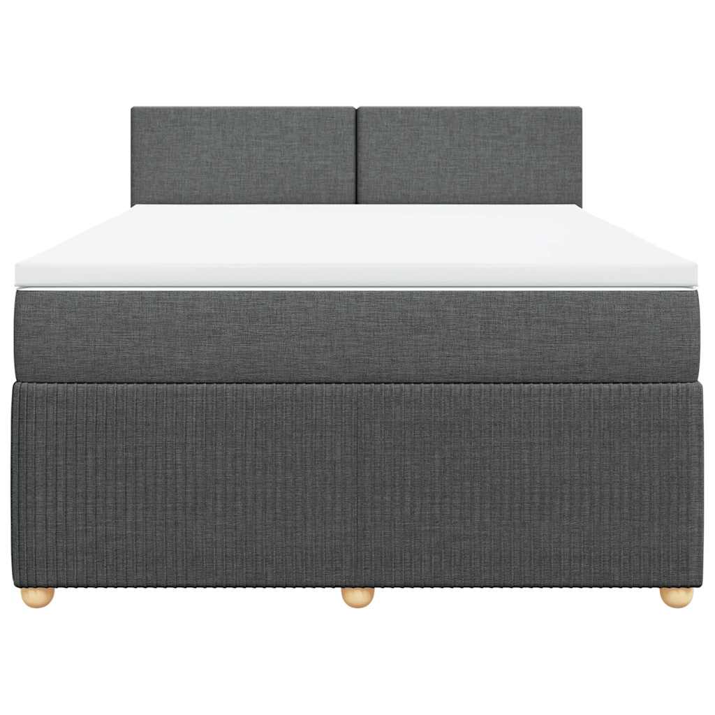 vidaXL Κρεβάτι Boxspring με Στρώμα Σκούρο Γκρι 140x200 εκ Υφασμάτινο