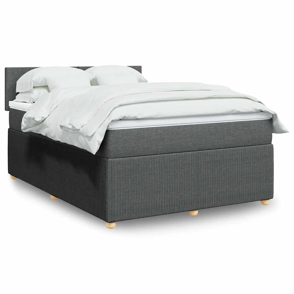 vidaXL Κρεβάτι Boxspring με Στρώμα Σκούρο Γκρι 140x200 εκ Υφασμάτινο
