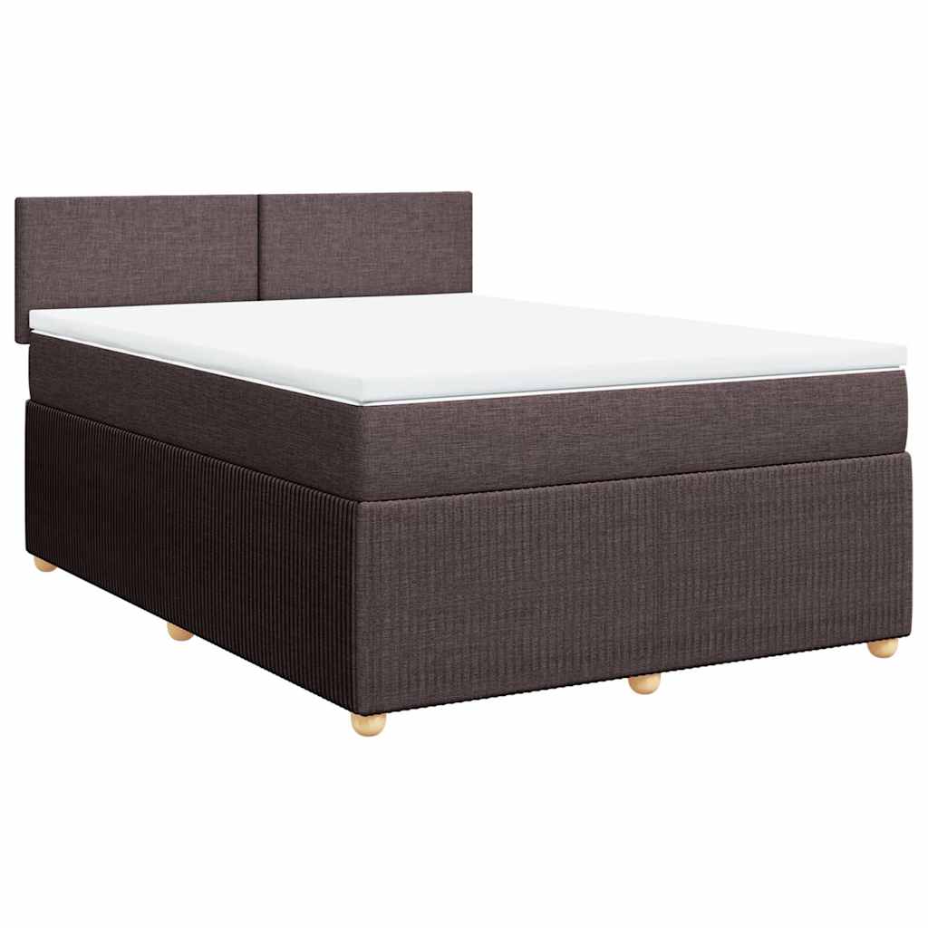 vidaXL Κρεβάτι Boxspring με Στρώμα Σκούρο Καφέ 140x200 εκ Υφασμάτινο