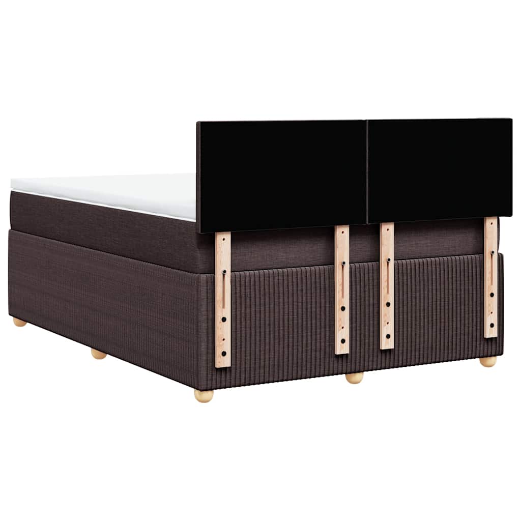 vidaXL Κρεβάτι Boxspring με Στρώμα Σκούρο Καφέ 140x200 εκ Υφασμάτινο