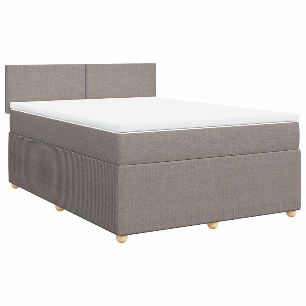 vidaXL Κρεβάτι Boxspring με Στρώμα Taupe 140x200 εκ. Υφασμάτινο