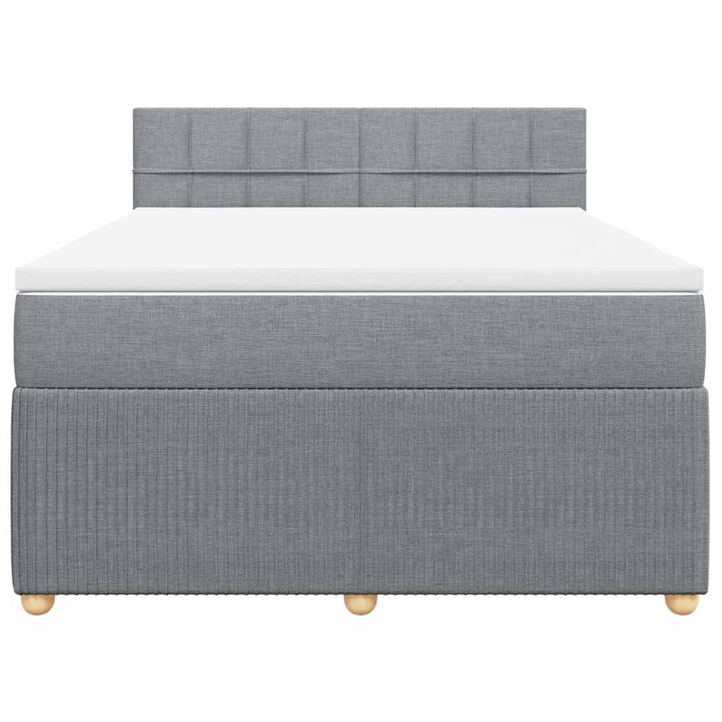 vidaXL Κρεβάτι Boxspring με Στρώμα Ανοιχτό Γκρι 140x200 εκ. Υφασμάτινο