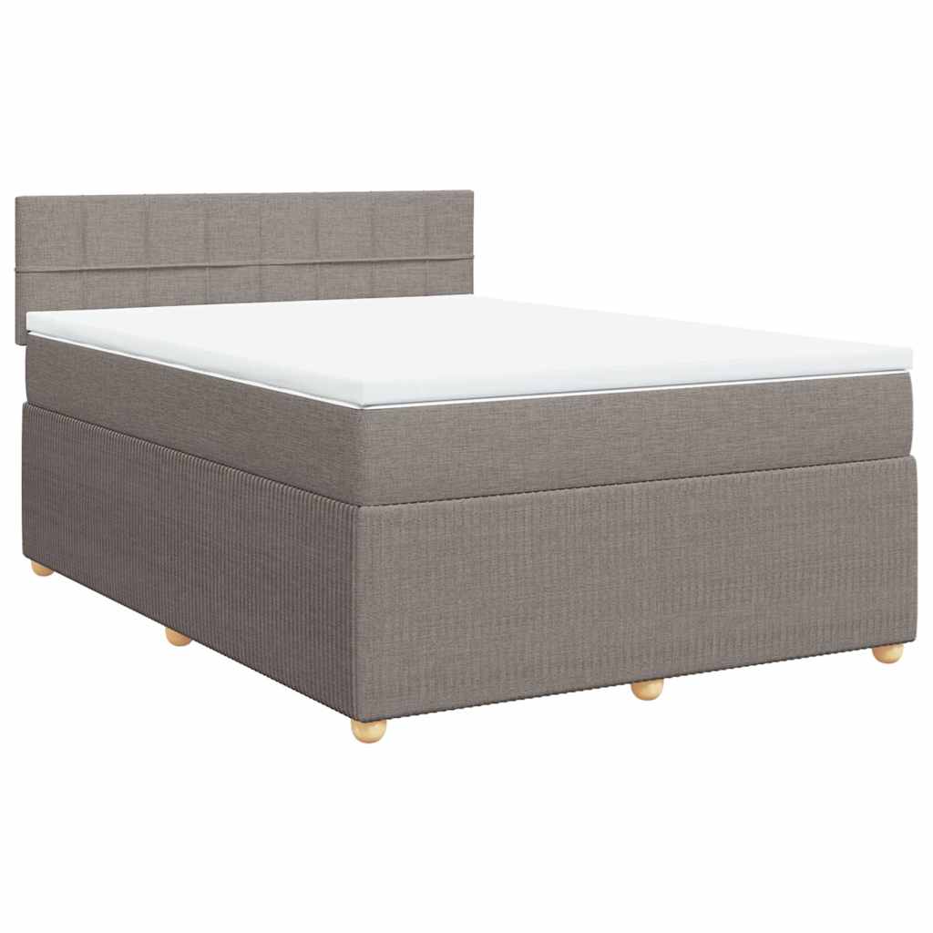 vidaXL Κρεβάτι Boxspring με Στρώμα Taupe 140x200 εκ. Υφασμάτινο