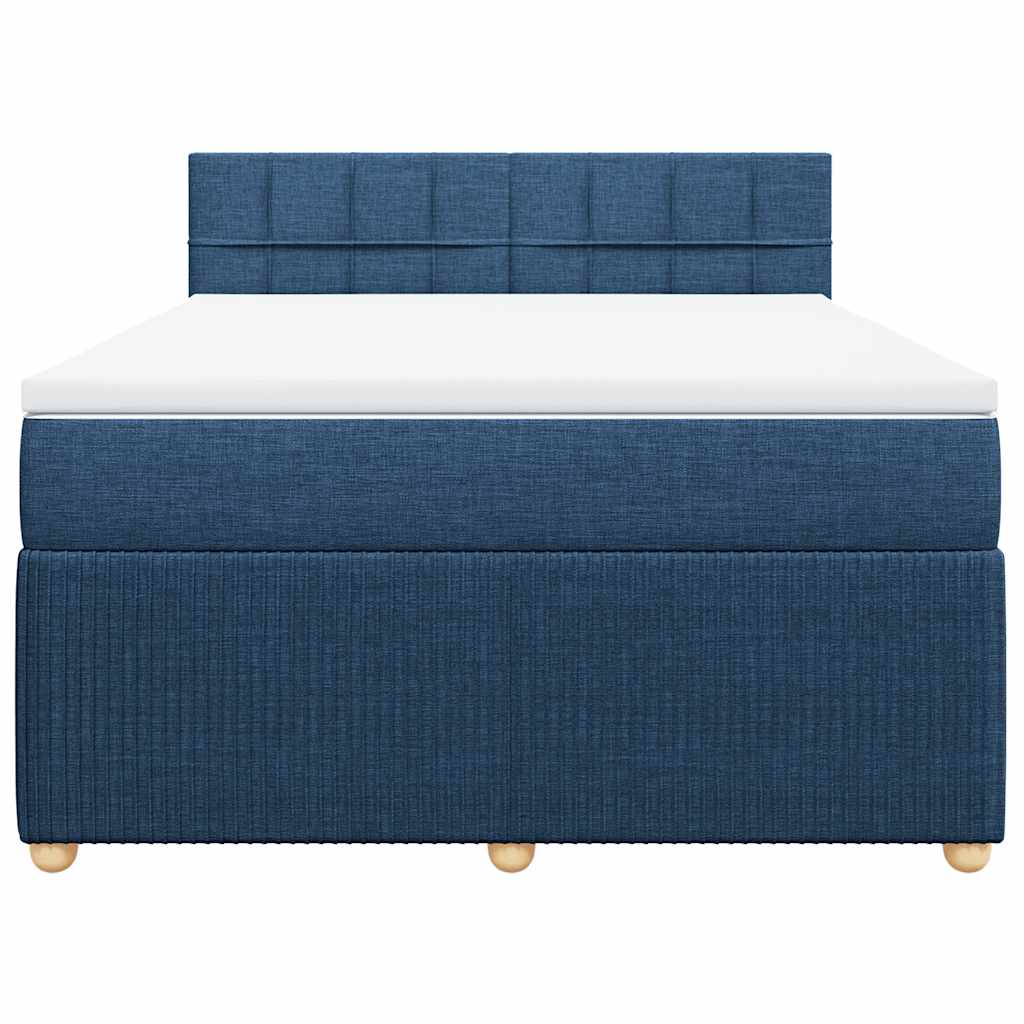 vidaXL Κρεβάτι Boxspring με Στρώμα Μπλε 140x200 εκ. Υφασμάτινο