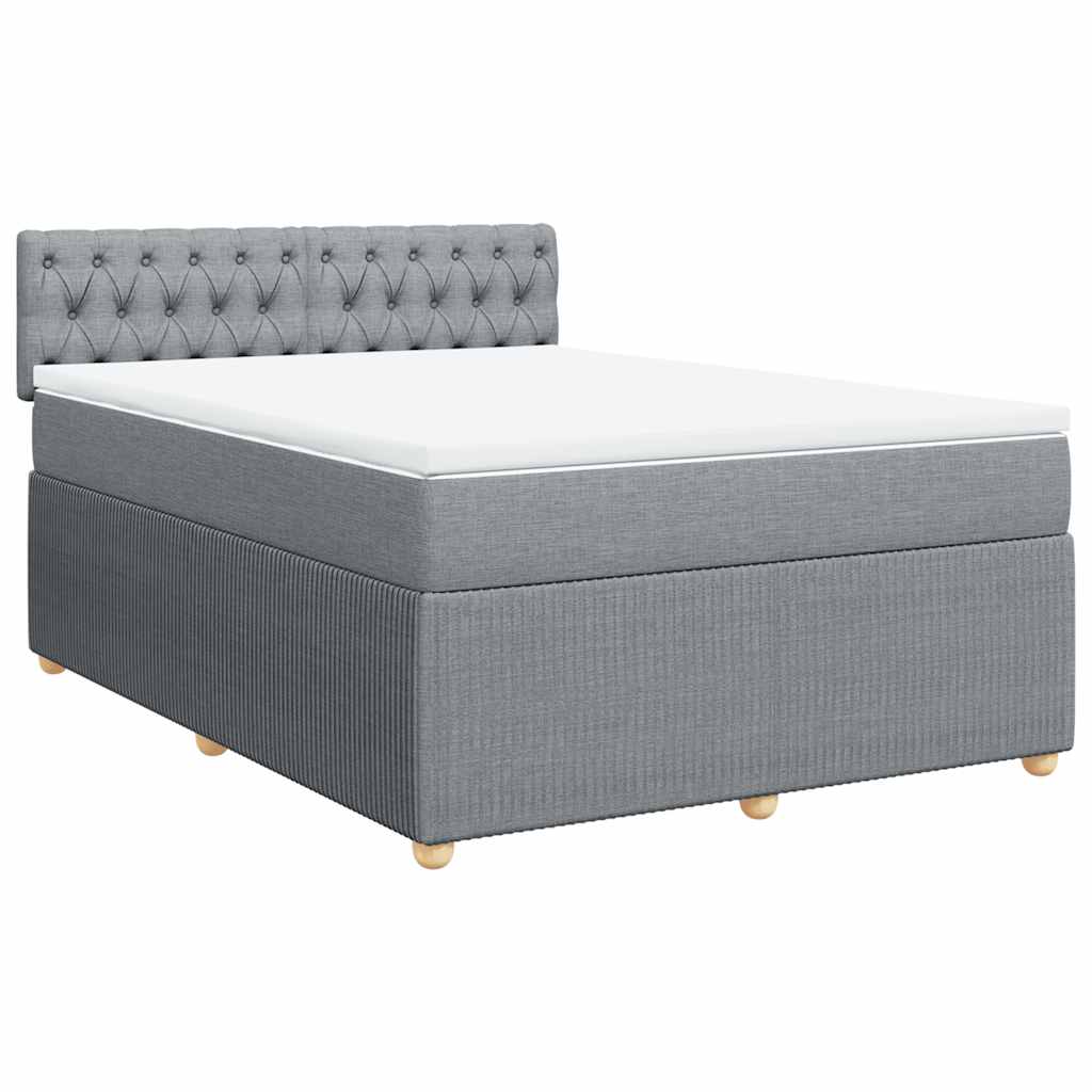 vidaXL Κρεβάτι Boxspring με Στρώμα Ανοιχτό Γκρι 140x200 εκ. Υφασμάτινο