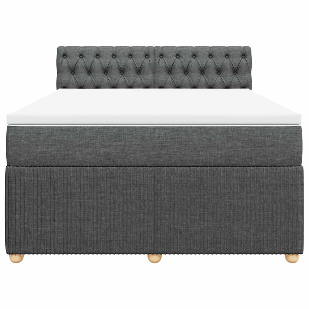 vidaXL Κρεβάτι Boxspring με Στρώμα Σκούρο Γκρι 140x200 εκ Υφασμάτινο
