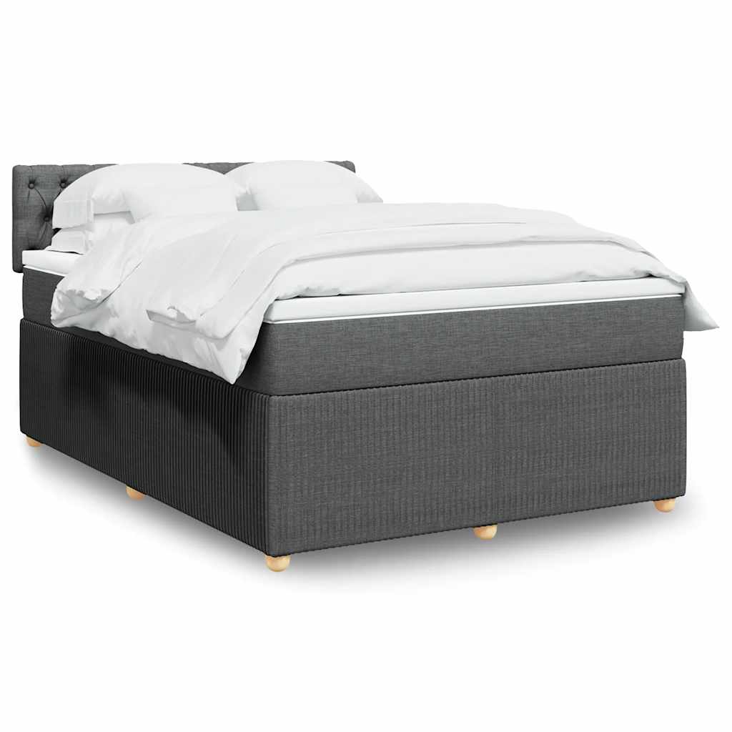 vidaXL Κρεβάτι Boxspring με Στρώμα Σκούρο Γκρι 140x200 εκ Υφασμάτινο