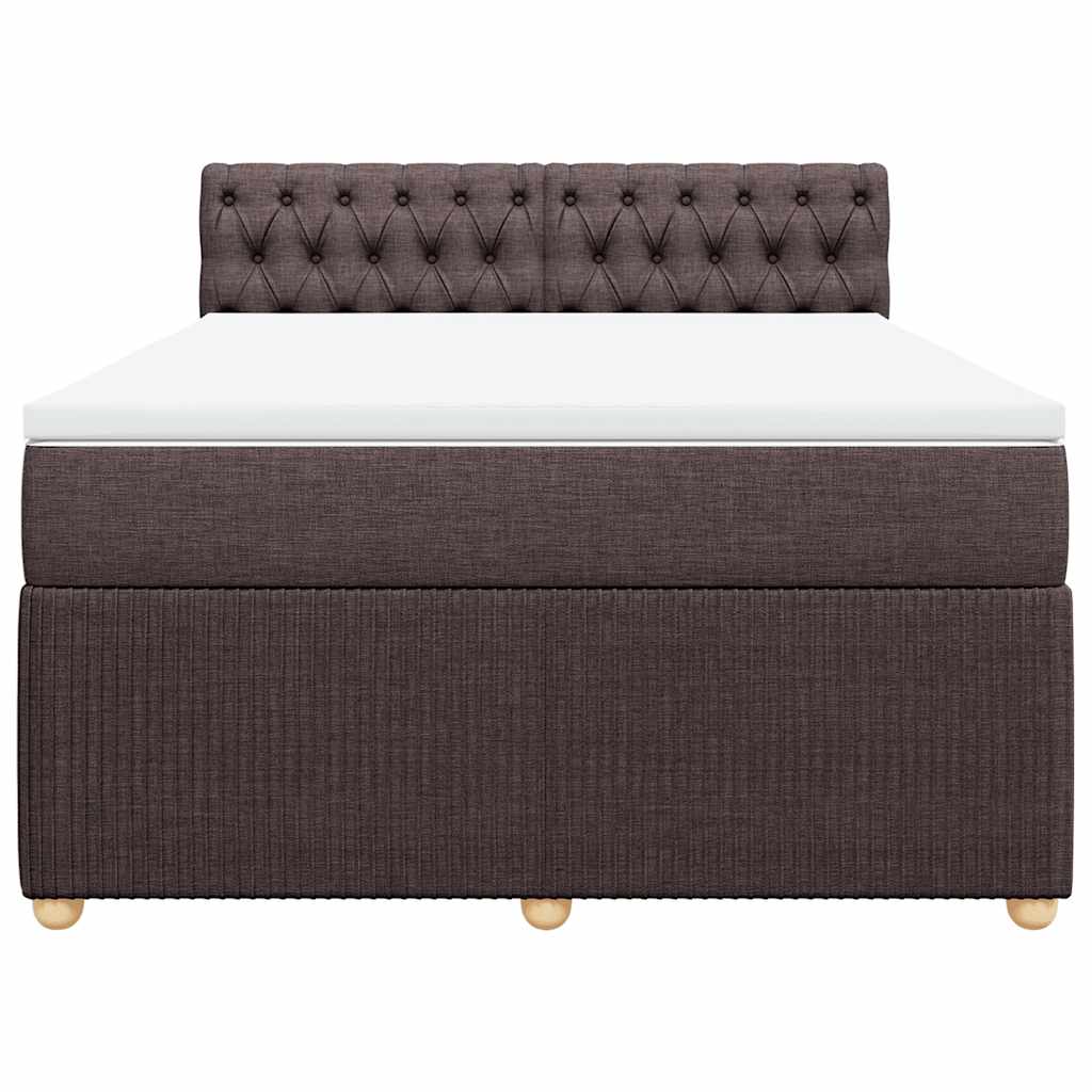 vidaXL Κρεβάτι Boxspring με Στρώμα Σκούρο Καφέ 140x200 εκ Υφασμάτινο