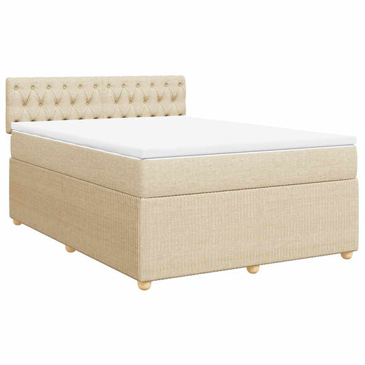 vidaXL Κρεβάτι Boxspring με Στρώμα Κρεμ 140x200 εκ. Υφασμάτινο