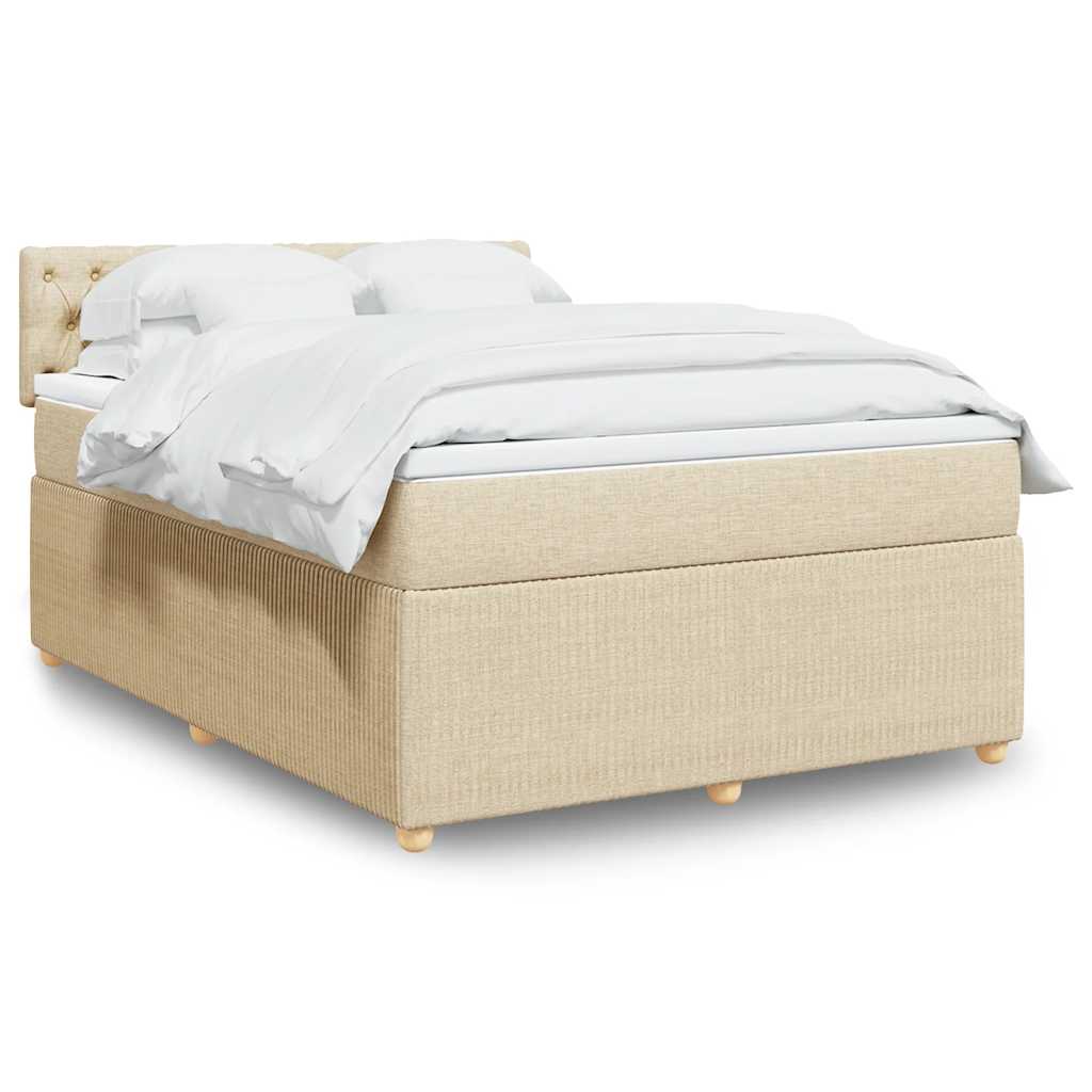 vidaXL Κρεβάτι Boxspring με Στρώμα Κρεμ 140x200 εκ. Υφασμάτινο