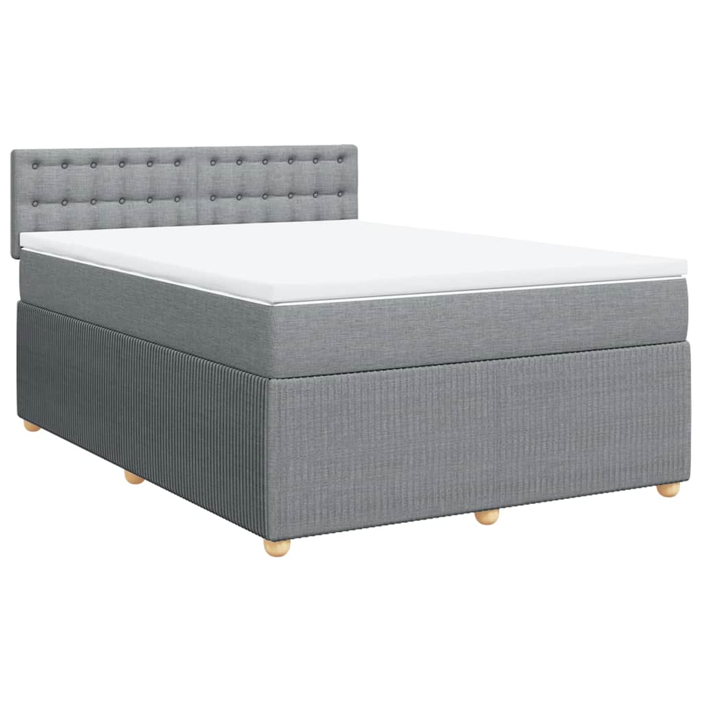 vidaXL Κρεβάτι Boxspring με Στρώμα Ανοιχτό Γκρι 140x200 εκ. Υφασμάτινο