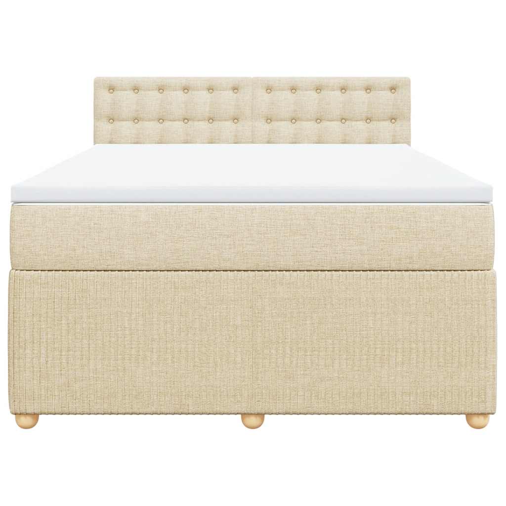 vidaXL Κρεβάτι Boxspring με Στρώμα Κρεμ 140x200 εκ. Υφασμάτινο