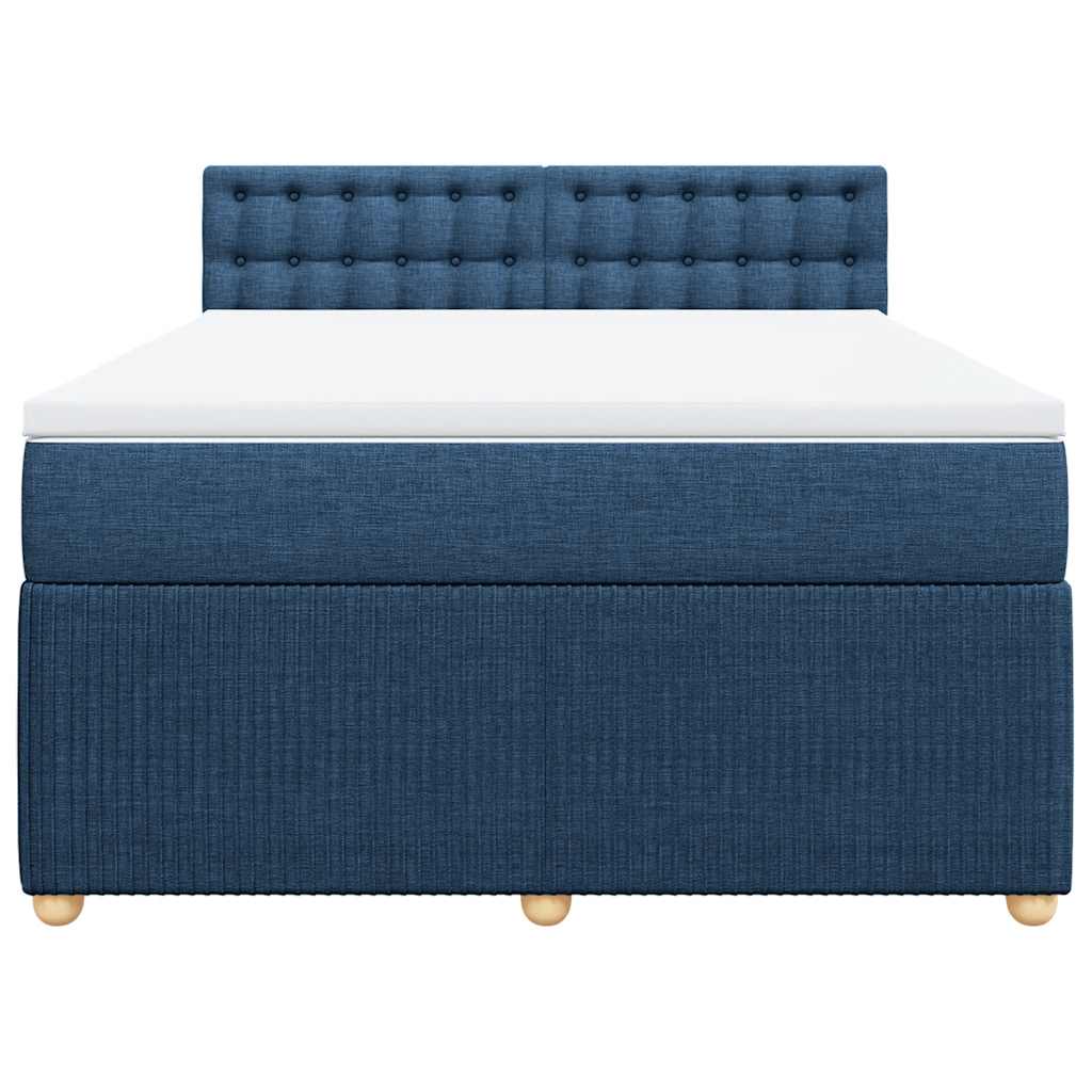 vidaXL Κρεβάτι Boxspring με Στρώμα Μπλε 140x200 εκ. Υφασμάτινο