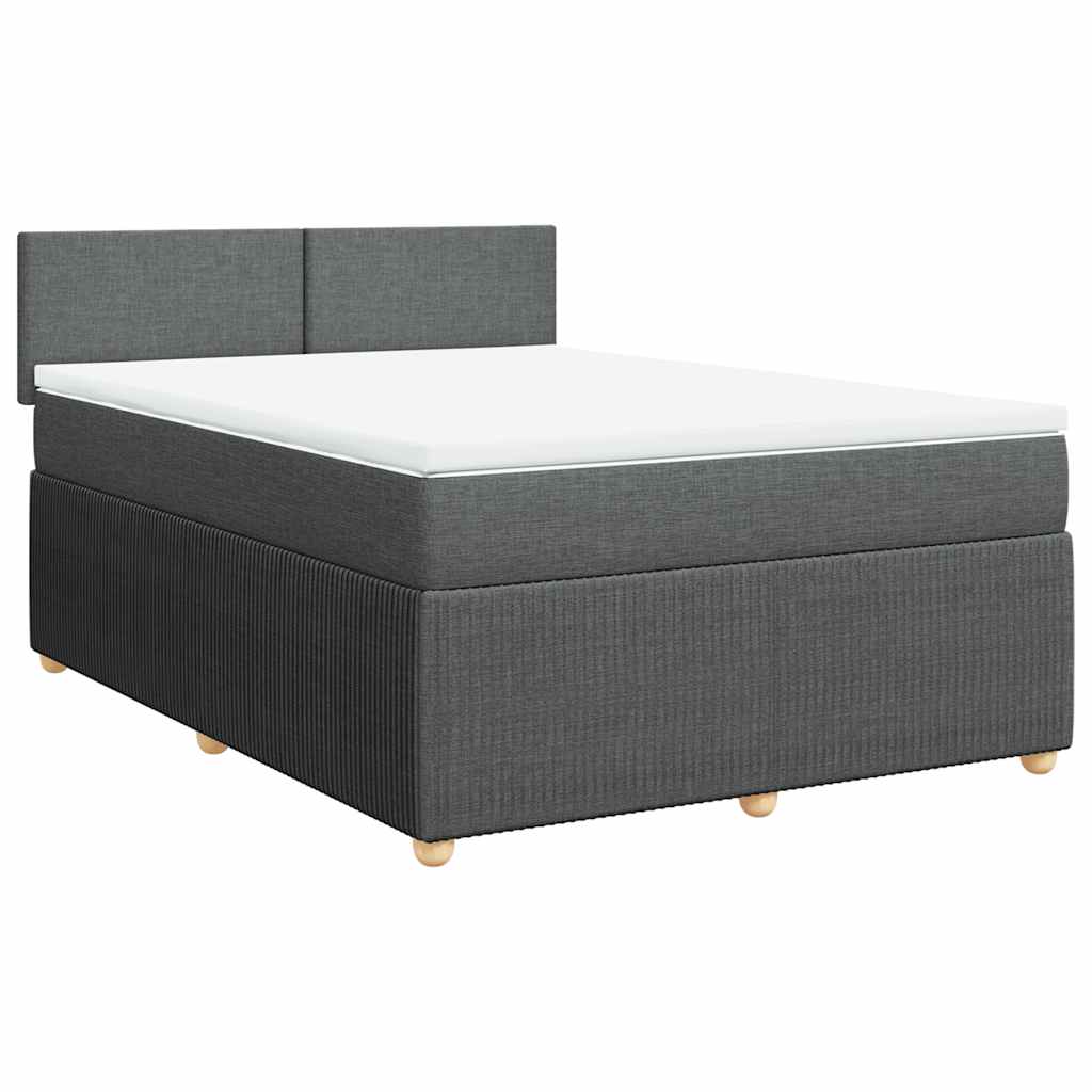 vidaXL Κρεβάτι Boxspring με Στρώμα Σκούρο Γκρι 160x200 εκ Υφασμάτινο
