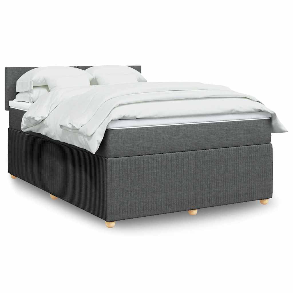 vidaXL Κρεβάτι Boxspring με Στρώμα Σκούρο Γκρι 160x200 εκ Υφασμάτινο
