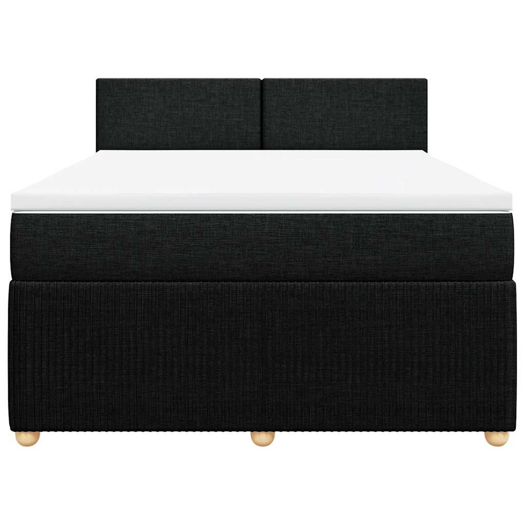 vidaXL Κρεβάτι Boxspring με Στρώμα Μαύρο 160x200 εκ. Υφασμάτινο